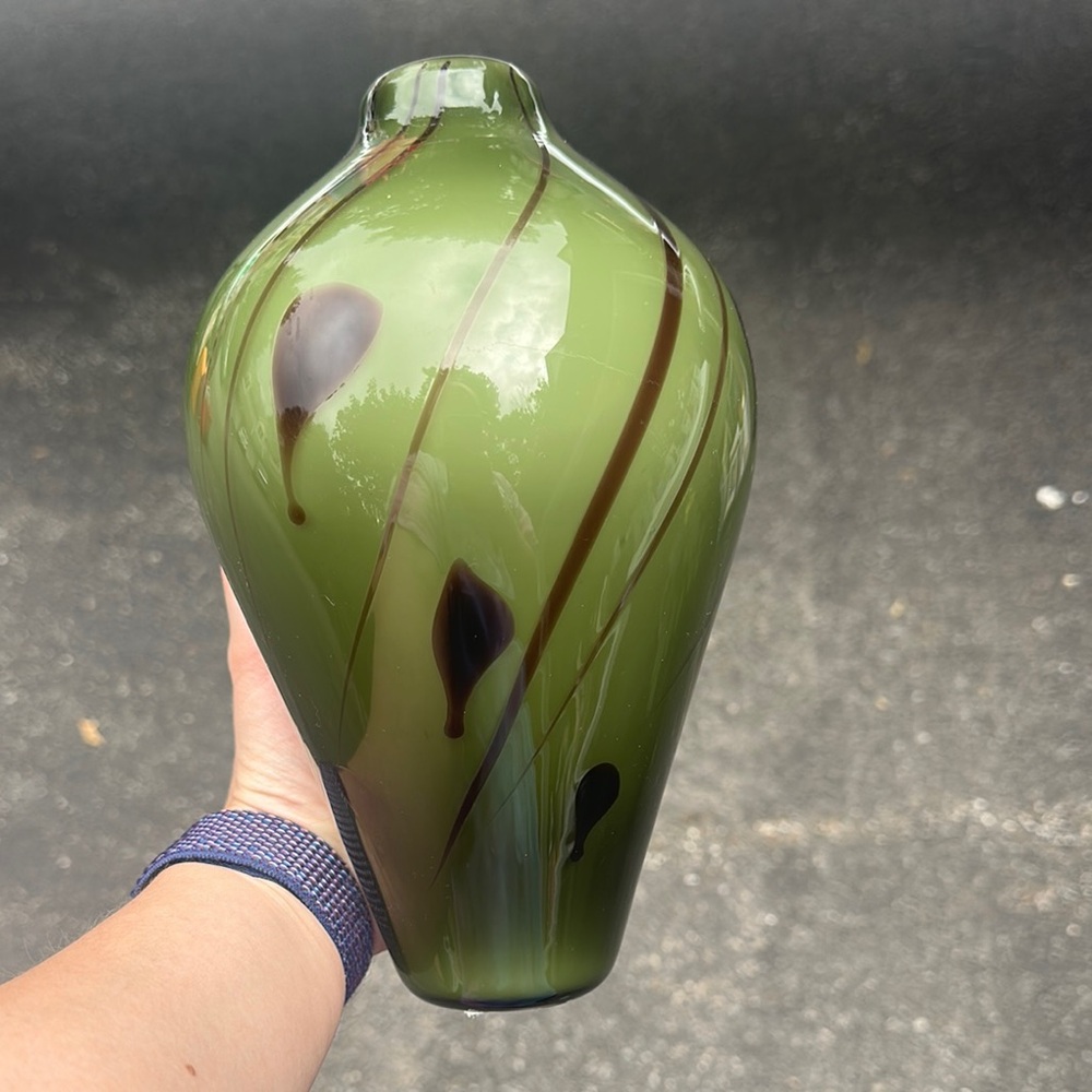 The Bombay Company Inc. Green Art Glass Vase with Brown Accents